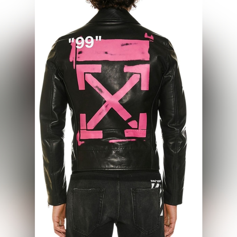 Off-White Men's Leather Biker Jacket